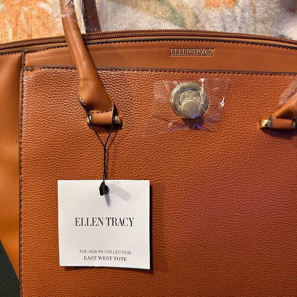 Ellen Tracy Tan Leather Tote - Picture 6 of 7